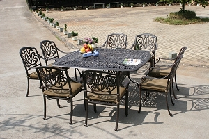 Elisabeth Cast Aluminum 9-Piece 8-Seat Patio Dining Set (Antique Bronze/Sesame)